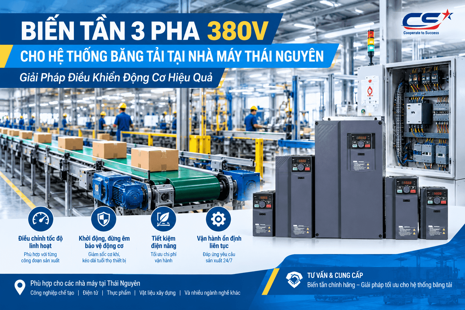 Biến Tần 3 Pha 380V Cho Hệ Thống Băng Tải Tại Nhà Máy Thái Nguyên