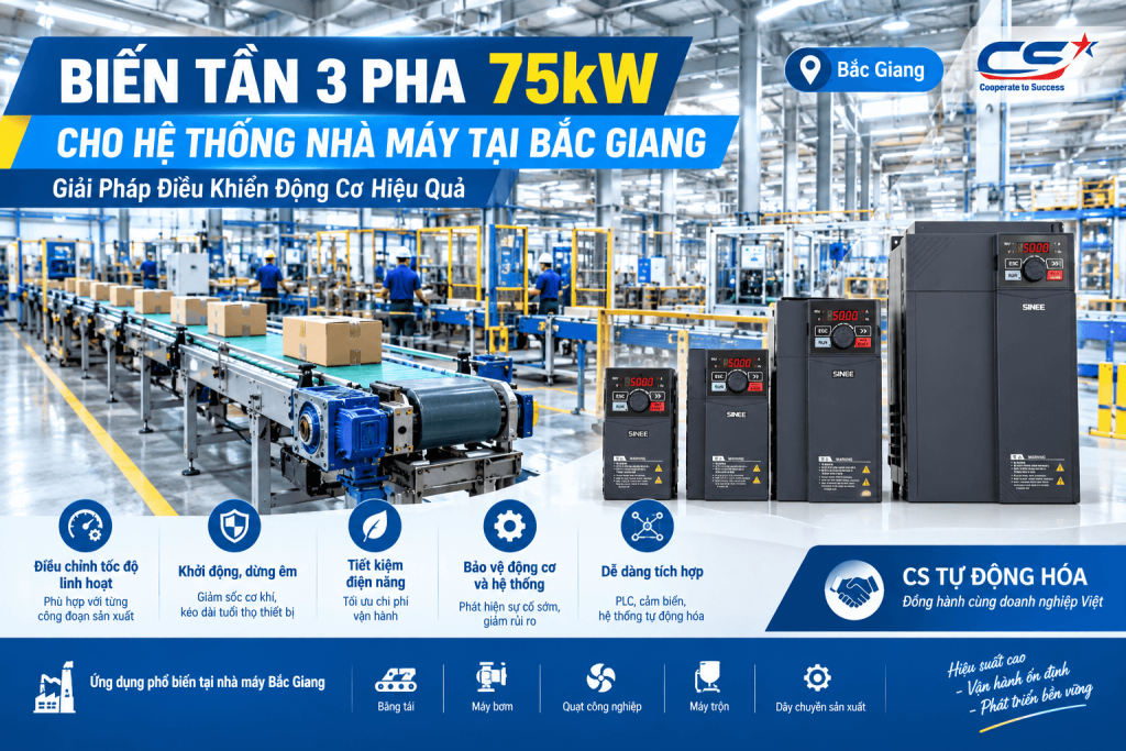 Biến Tần 3 Pha 75kW Cho Hệ Thống Nhà Máy Tại Bắc Giang