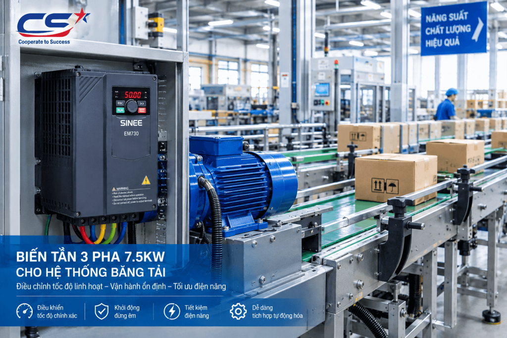 Biến tần 3 pha 7.5kW cho hệ thống băng tải
