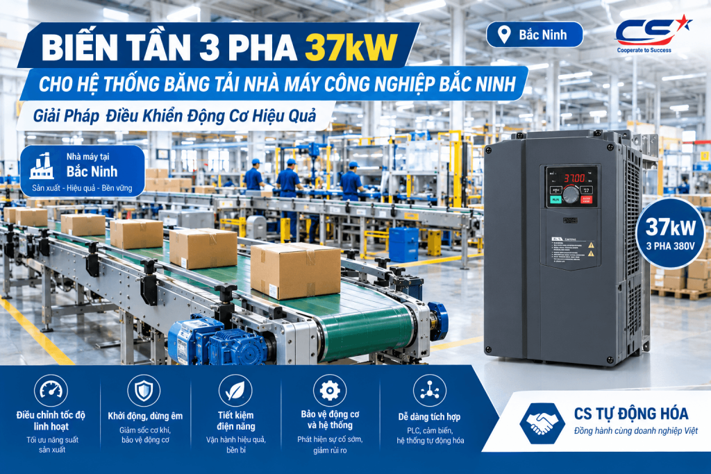 Biến Tần 3 Pha 37kW Cho Hệ Thống Băng Tải Nhà Máy Công Nghiệp Bắc Ninh