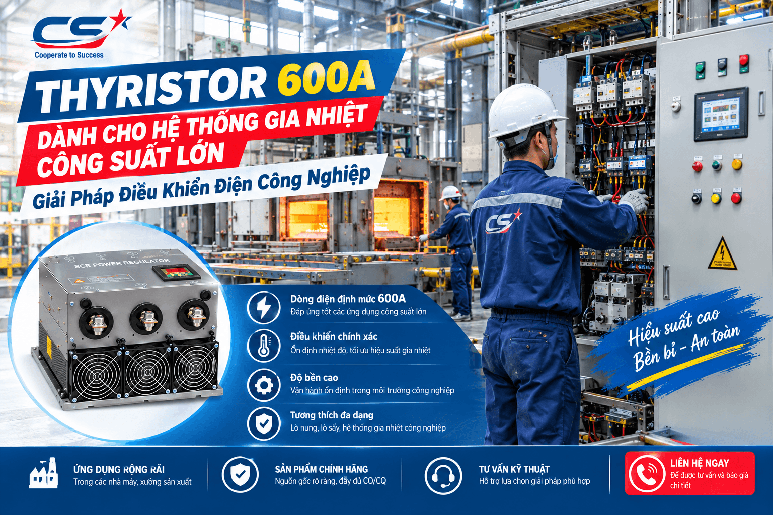 Thyristor 600A Dành Cho Hệ Thống Gia Nhiệt Công Suất Lớn
