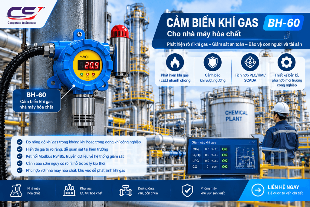 Cảm biến khí gas nhà máy hóa chất BH-60