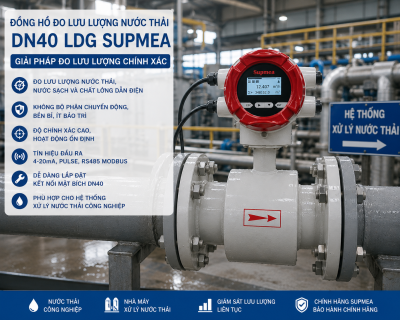 Đồng Hồ Đo Lưu Lượng Nước Thải Chính Hãng DN40 LDG SUPMEA