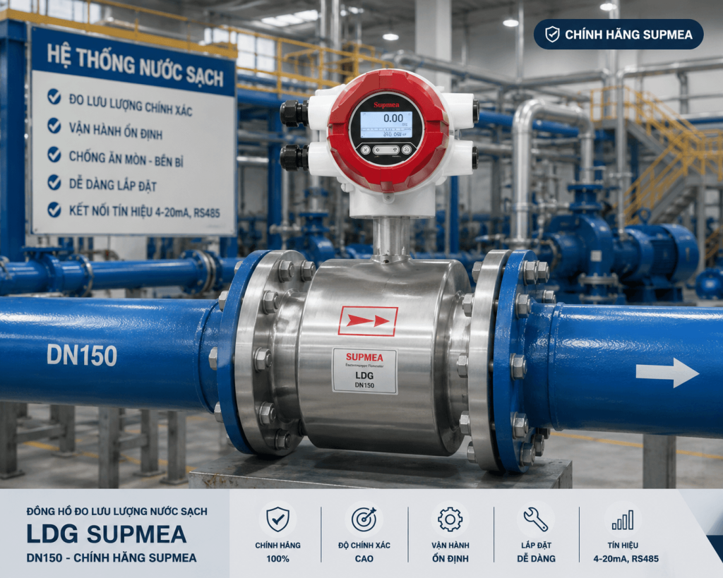 Đồng Hồ Đo Lưu Lượng Nước Sạch Chính Hãng DN50 SUPMEA
