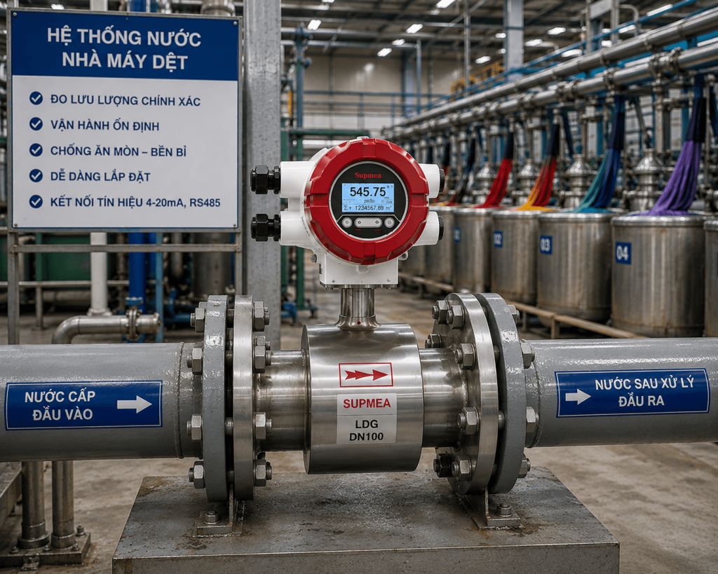 Đồng Hồ Đo Lưu Lượng Nước DN100 Cho Nhà Máy Dệt