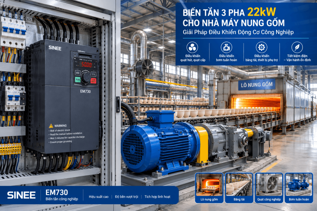 Biến Tần 3 Pha 22kW Cho Nhà Máy Nung Gốm